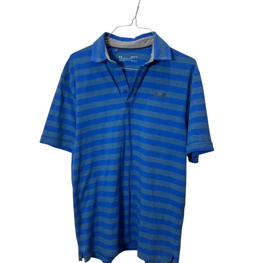 Under Armour Men's Heatgear Polo in Blue and Gray Stripes